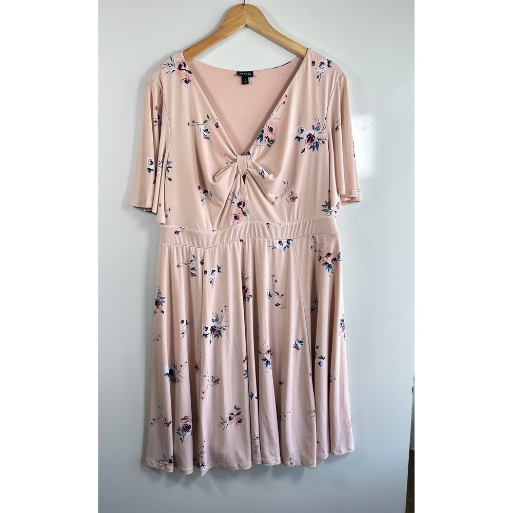 Torrid Blush Pink Floral Cottagecore Fit Flare Dress‎ Romantic Feminine 2X